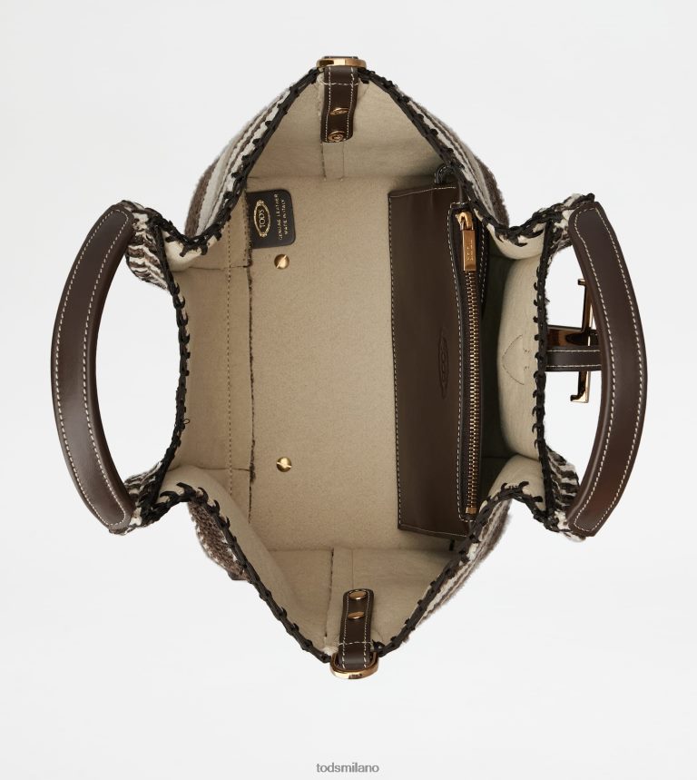 donnemarrone Tod's t intramontabile shopping bag in tessuto e pelle mini P66X8B290