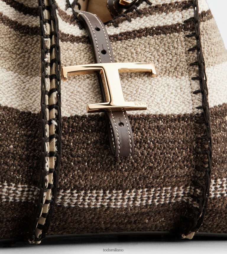 donnemarrone Tod's t intramontabile shopping bag in tessuto e pelle mini P66X8B290
