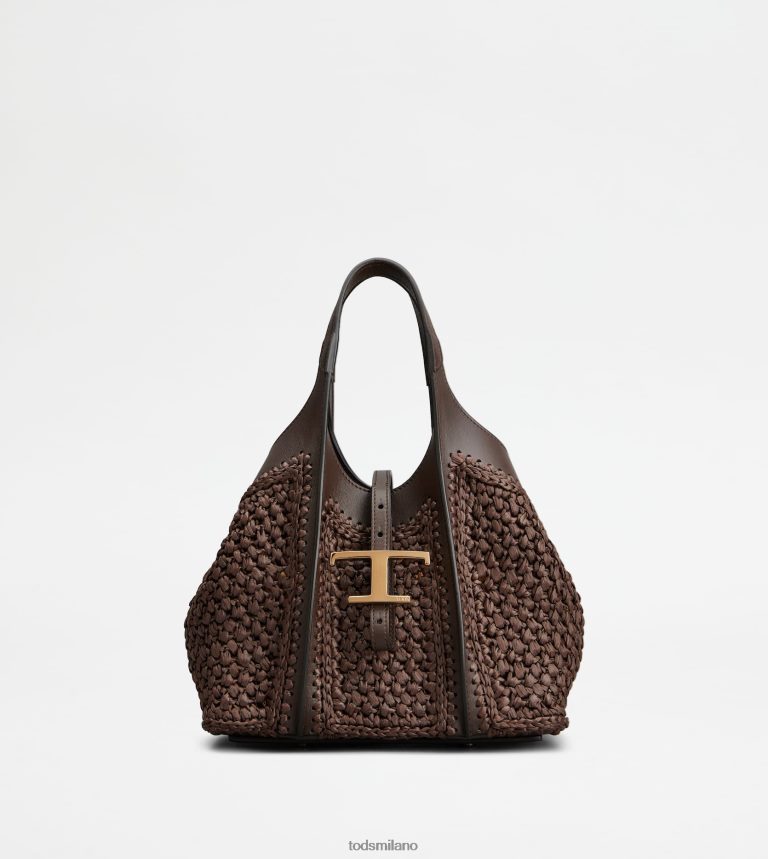 donnemarrone Tod's t intramontabile shopping bag mini in rafia e pelle P66X8B288