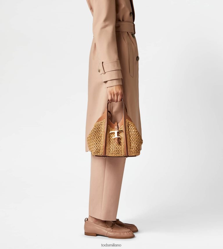 donnemarrone Tod's t intramontabile shopping bag mini in rafia e pelle P66X8B288