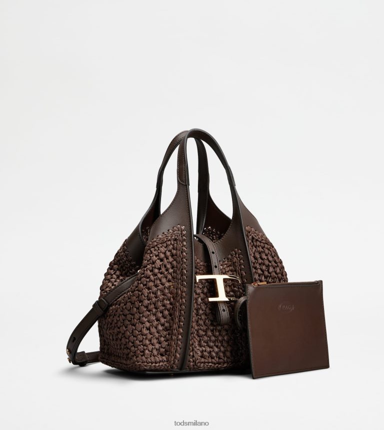 donnemarrone Tod's t intramontabile shopping bag mini in rafia e pelle P66X8B288