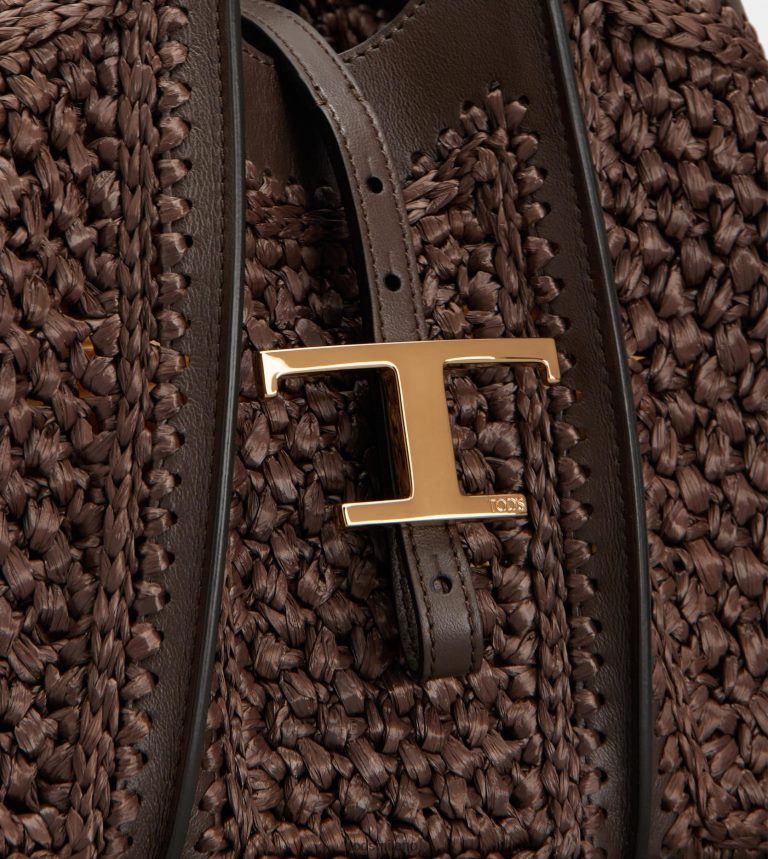 donnemarrone Tod's t intramontabile shopping bag mini in rafia e pelle P66X8B288