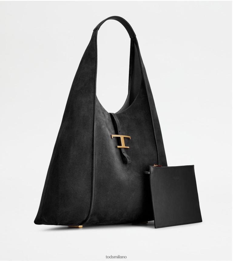 donnenero Tod's t intramontabile borsa hobo in pelle scamosciata grande P66X8B303