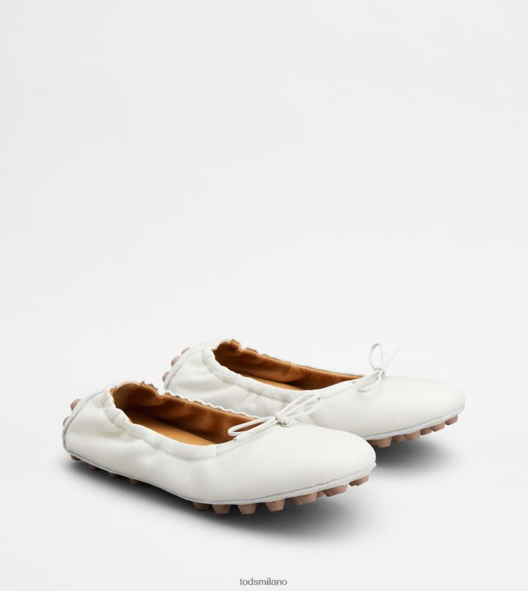donnebianco/marrone Tod's ballerine bubble in pelle P66X8B190