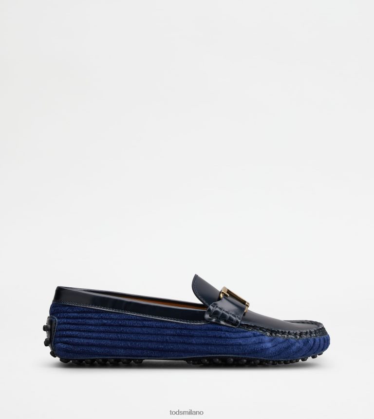 donneblu/oro Tod's t intramontabile mocassino gommino in pelle e velluto P66X8B77