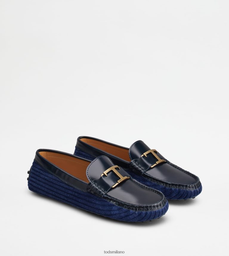 donneblu/oro Tod's t intramontabile mocassino gommino in pelle e velluto P66X8B77
