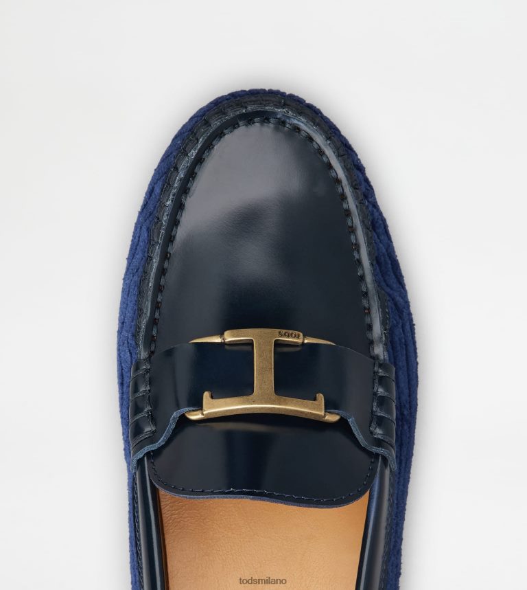 donneblu/oro Tod's t intramontabile mocassino gommino in pelle e velluto P66X8B77