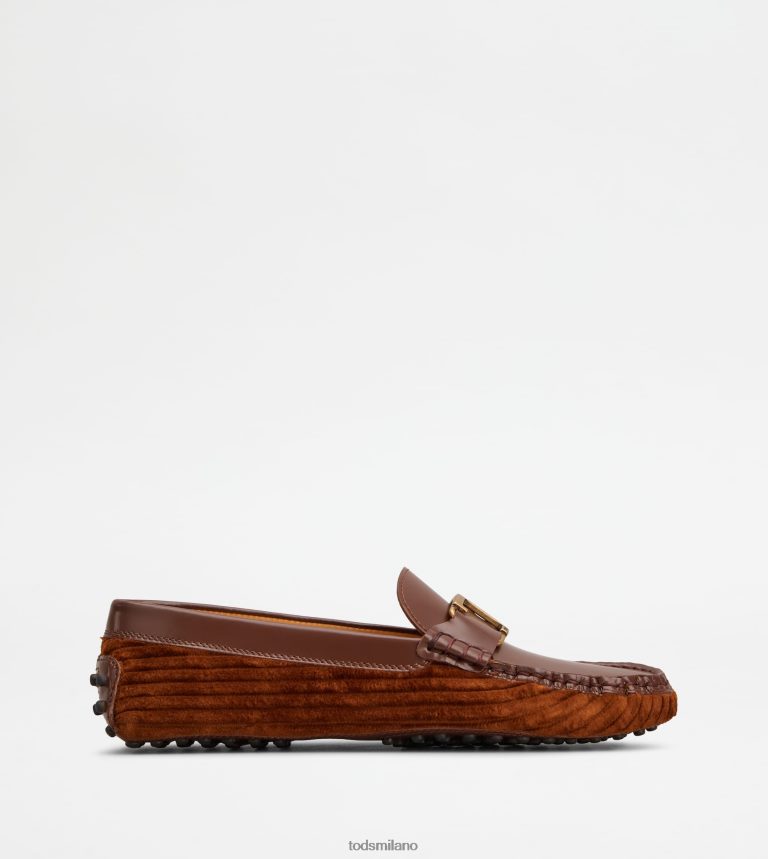 donnemarrone Tod's t intramontabile mocassino gommino in pelle e velluto P66X8B80