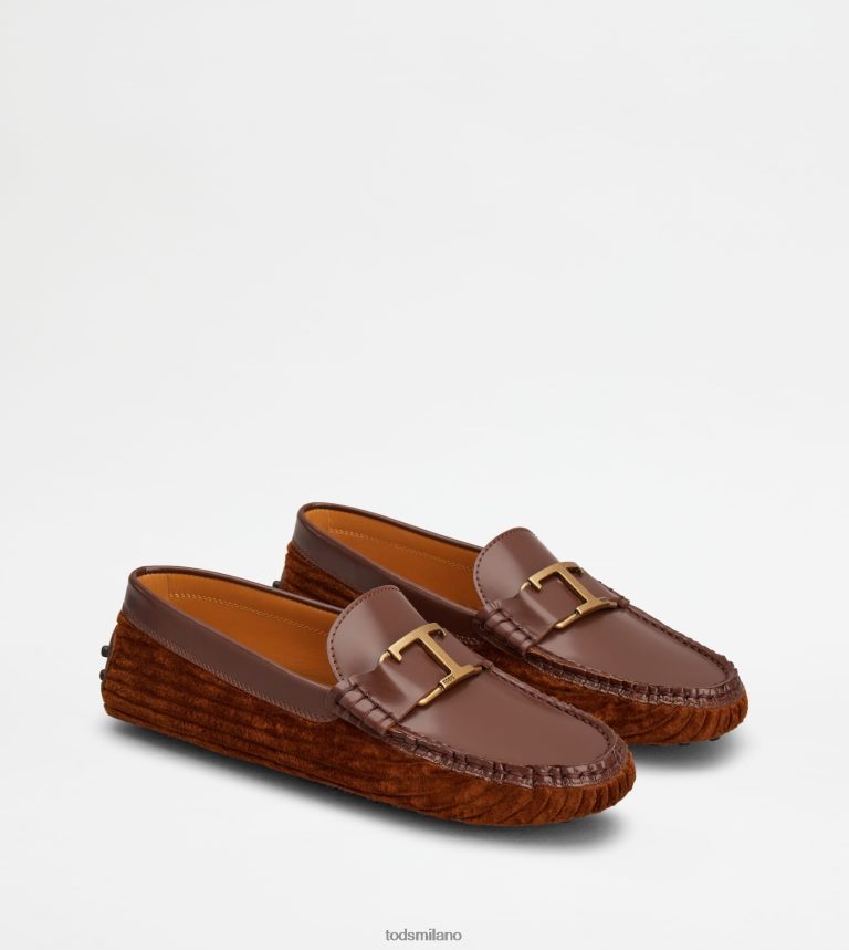 donnemarrone Tod's t intramontabile mocassino gommino in pelle e velluto P66X8B80