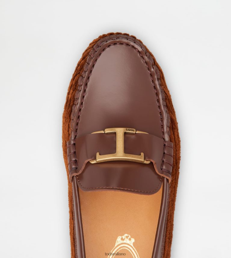 donnemarrone Tod's t intramontabile mocassino gommino in pelle e velluto P66X8B80