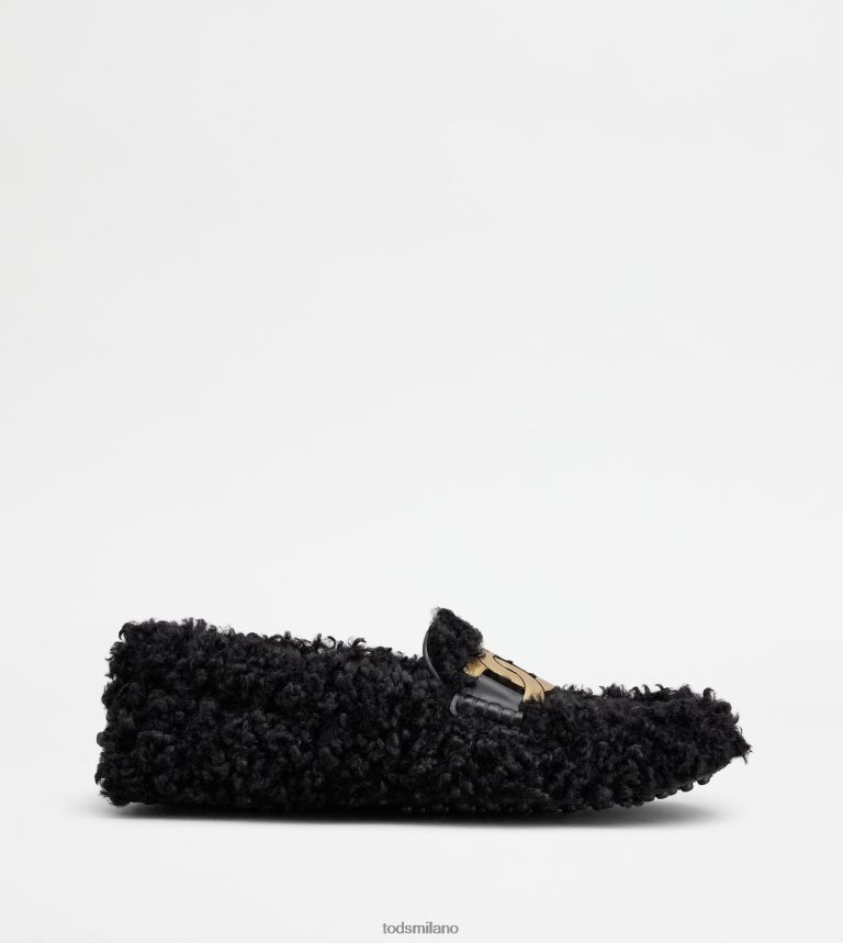 donnenero Tod's mocassino gommino Kate in ecopelliccia e pelle P66X8B115