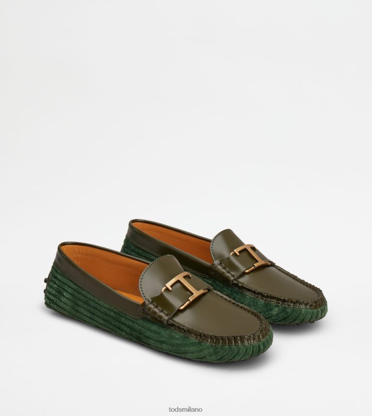 donneverde Tod's t intramontabile mocassino gommino in pelle e velluto P66X8B79