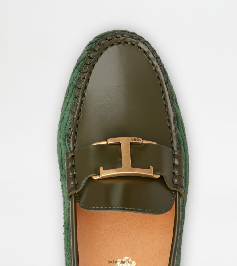 donneverde Tod's t intramontabile mocassino gommino in pelle e velluto P66X8B79