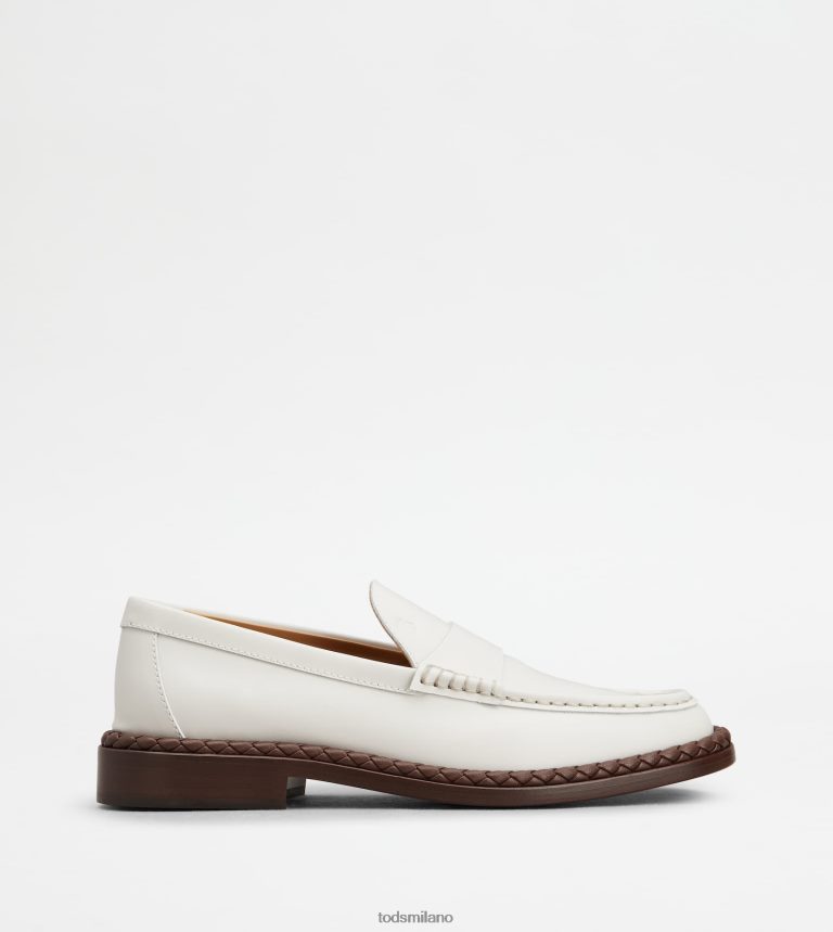 donnebianco Tod's mocassino in pelle con guardolo intrecciato P66X8B33
