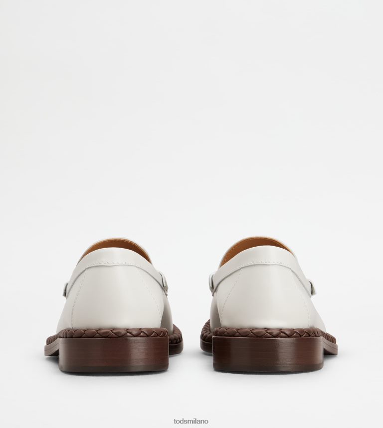 donnebianco Tod's mocassino in pelle con guardolo intrecciato P66X8B33