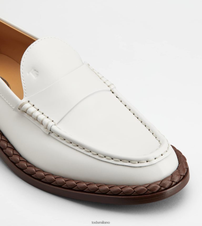 donnebianco Tod's mocassino in pelle con guardolo intrecciato P66X8B33