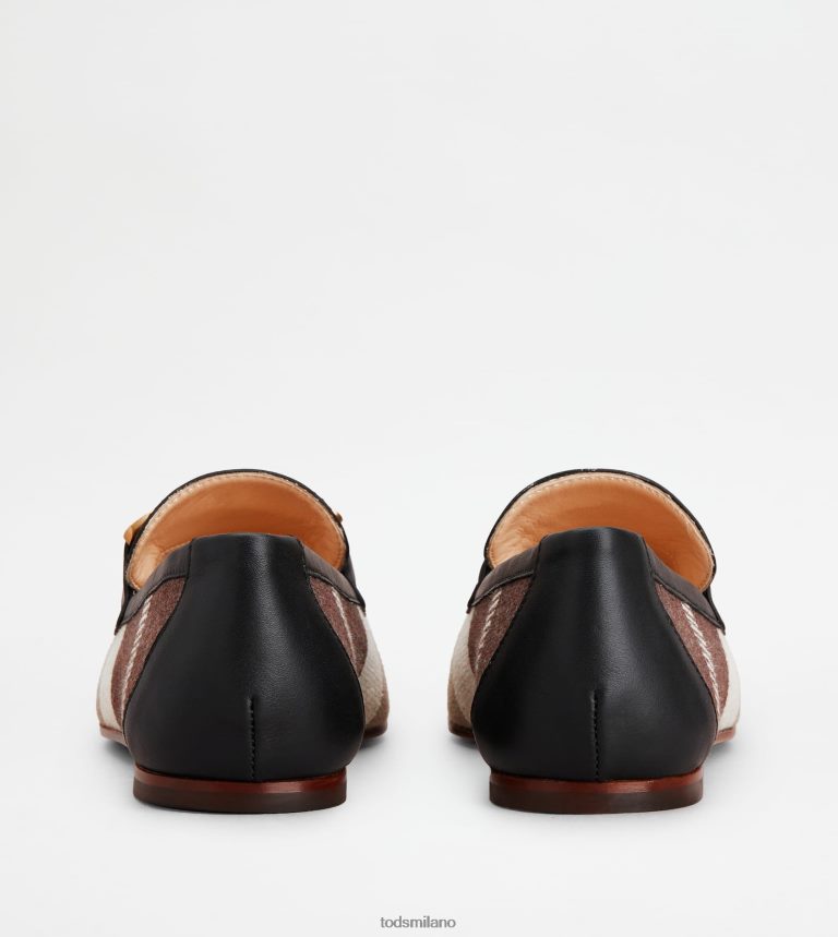 donnemarrone/bianco sporco/beige Tod's mocassini Kate in tessuto e pelle P66X8B57
