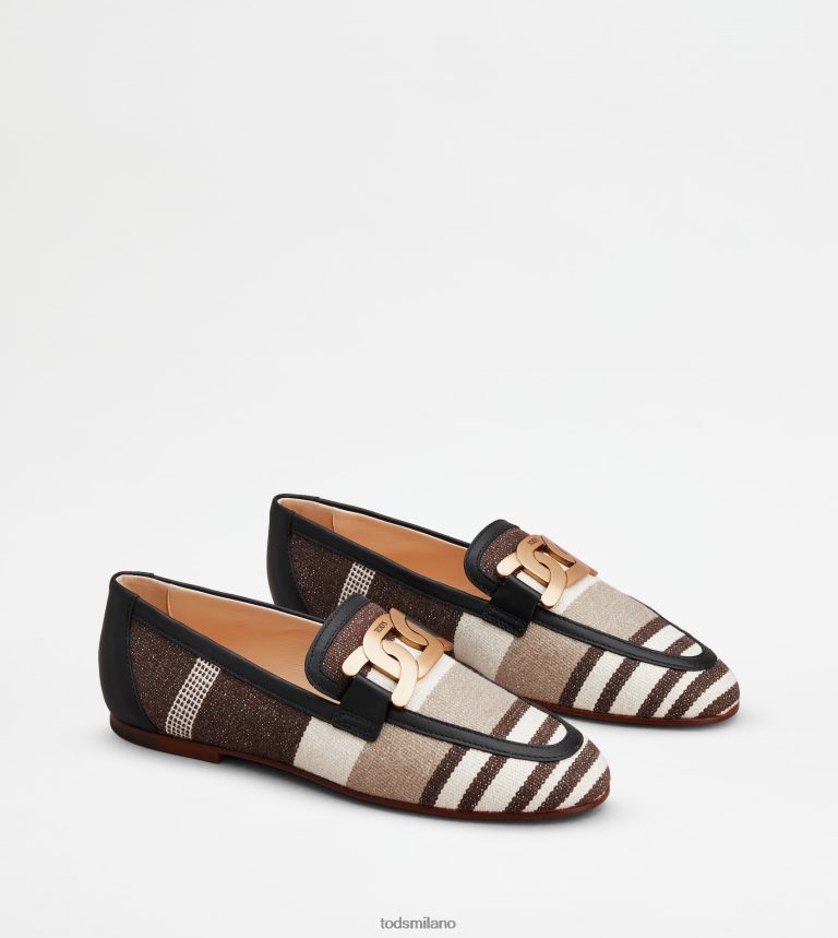 donnemarrone/bianco sporco/beige Tod's mocassini Kate in tessuto e pelle P66X8B57