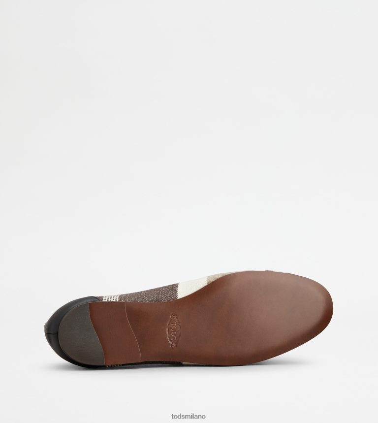 donnemarrone/bianco sporco/beige Tod's mocassini Kate in tessuto e pelle P66X8B57