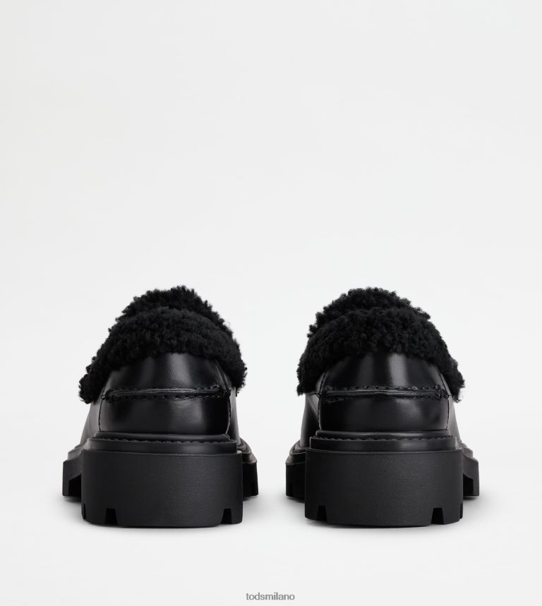 donnenero Tod's mocassini Kate in pelle e montone P66X8B36