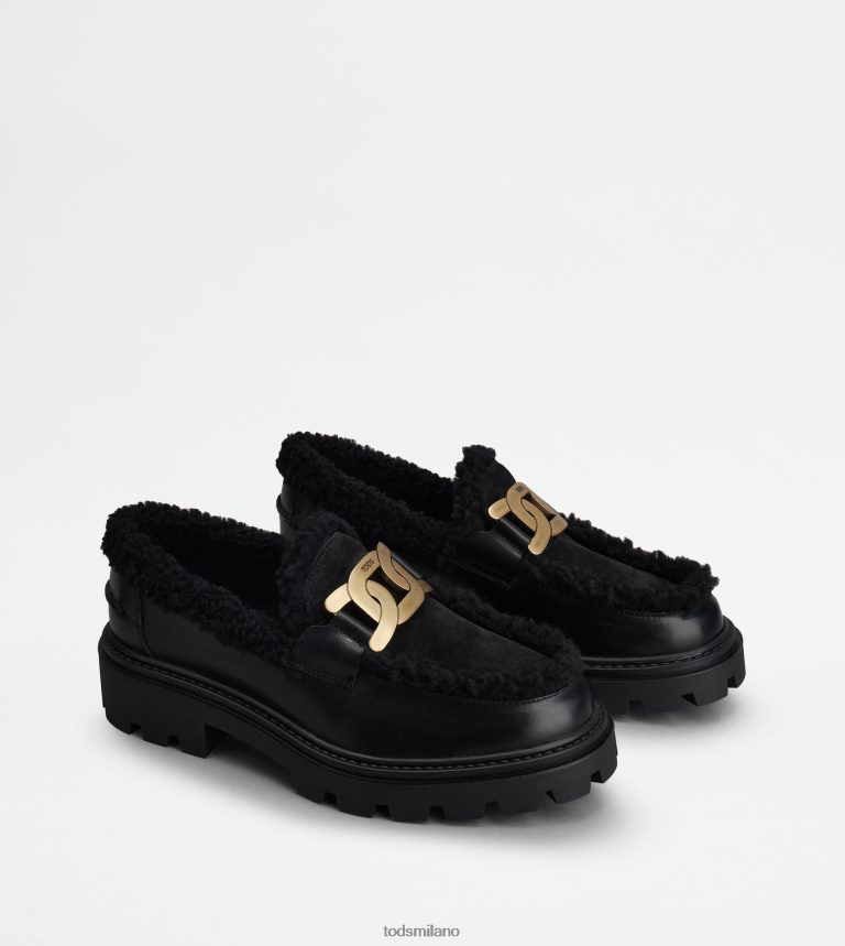 donnenero Tod's mocassini Kate in pelle e montone P66X8B36