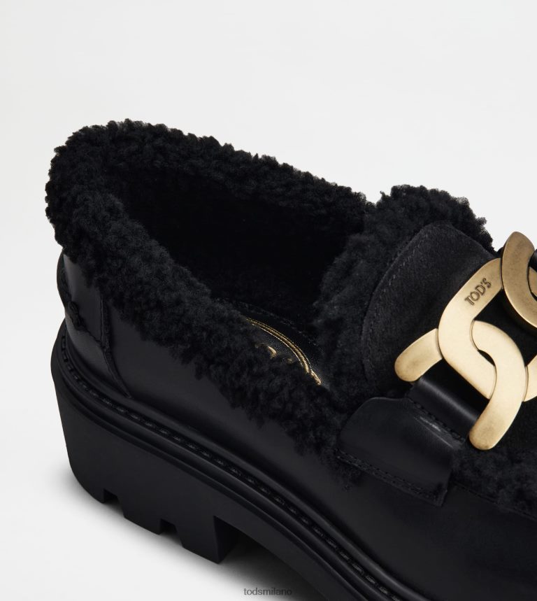 donnenero Tod's mocassini Kate in pelle e montone P66X8B36