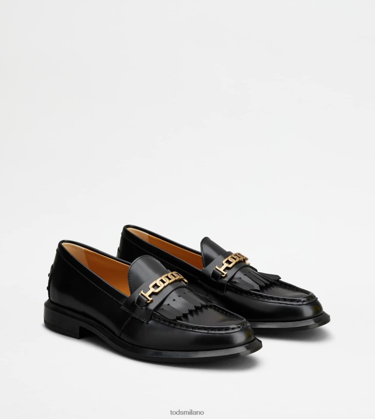 donnenero Tod's mocassini in pelle con frange P66X8B42