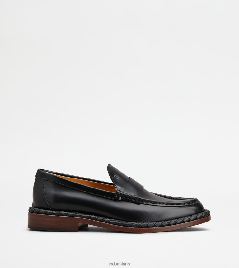 donnenero Tod's mocassino in pelle con guardolo intrecciato P66X8B34