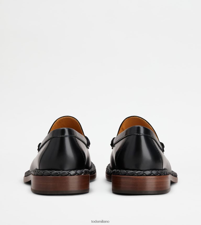 donnenero Tod's mocassino in pelle con guardolo intrecciato P66X8B34