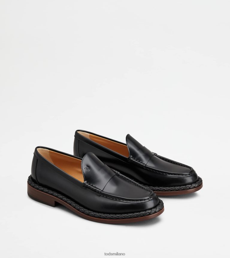 donnenero Tod's mocassino in pelle con guardolo intrecciato P66X8B34