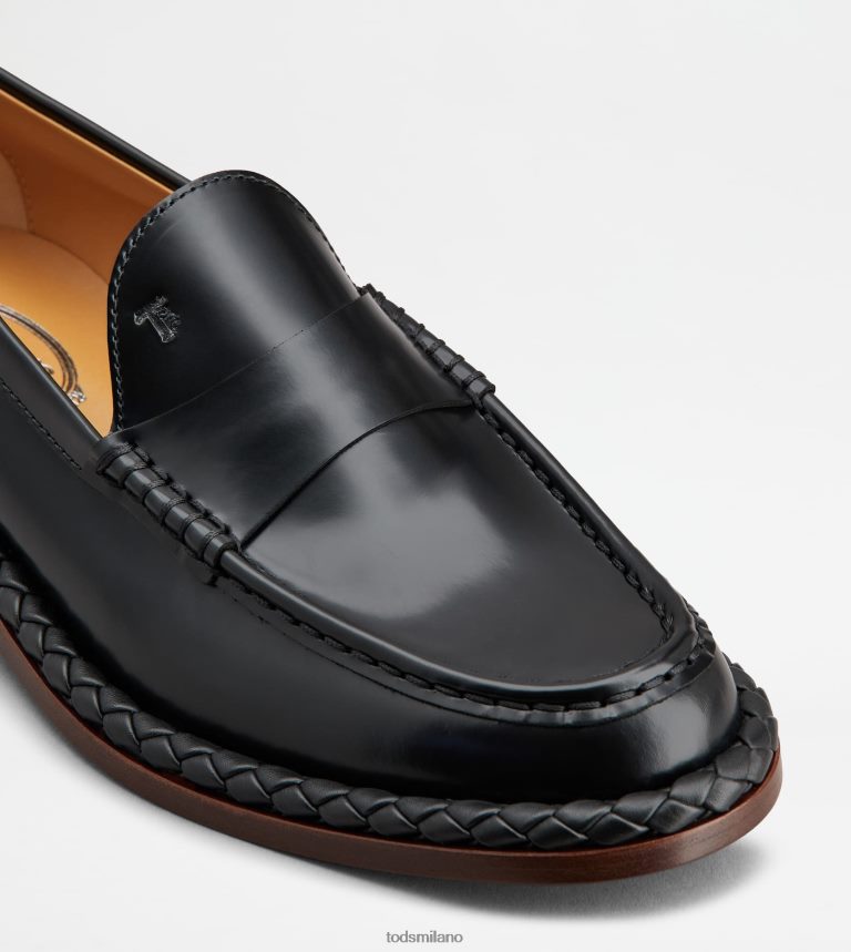 donnenero Tod's mocassino in pelle con guardolo intrecciato P66X8B34