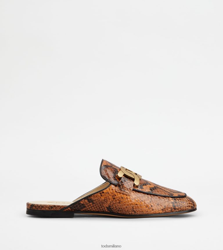 donneMarrone scuro Tod's sabot Kate in pelle stampa rettile P66X8B233