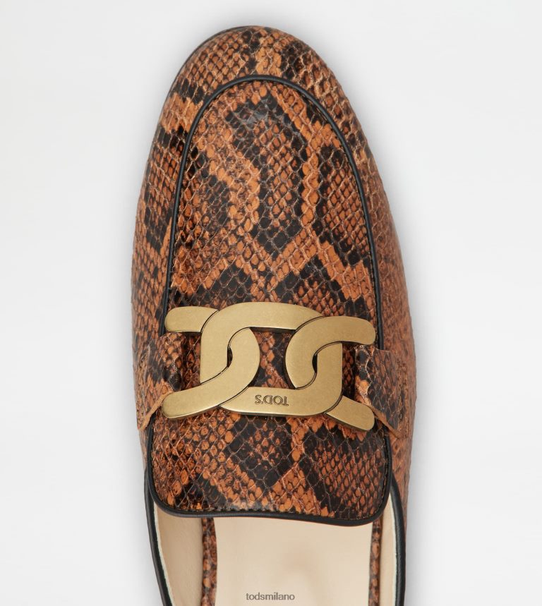 donneMarrone scuro Tod's sabot Kate in pelle stampa rettile P66X8B233