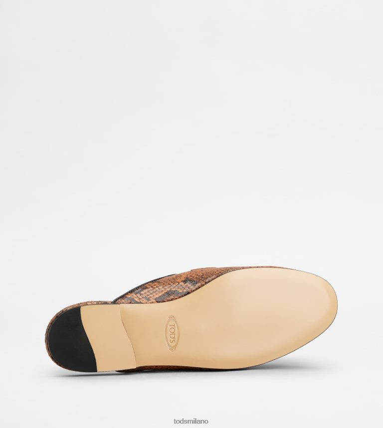 donneMarrone scuro Tod's sabot Kate in pelle stampa rettile P66X8B233