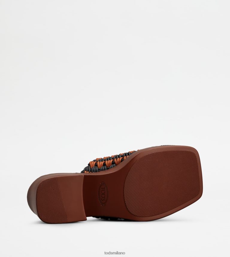 donneMarrone scuro Tod's zoccoli con plateau in tessuto con tacco P66X8B224