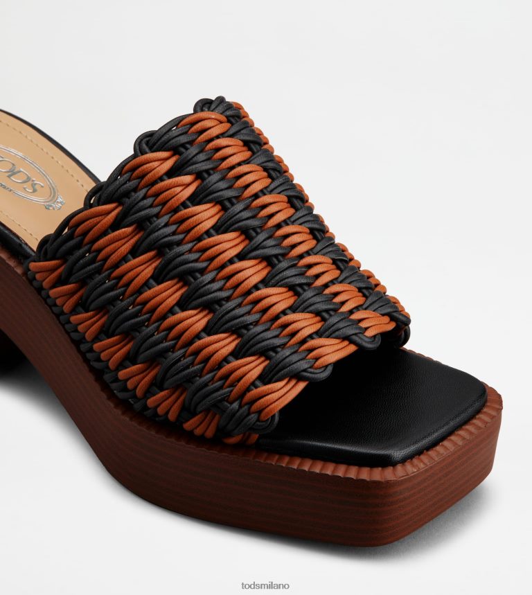 donneMarrone scuro Tod's zoccoli con plateau in tessuto con tacco P66X8B224