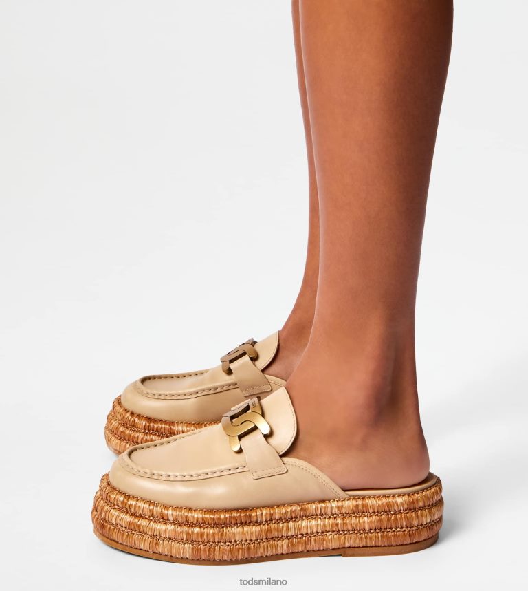 donnebeige Tod's Sabot con plateau Kate in pelle P66X8B226