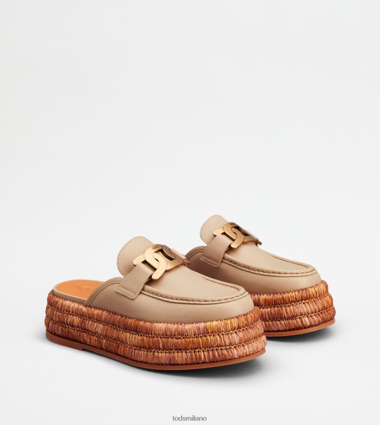 donnebeige Tod's Sabot con plateau Kate in pelle P66X8B226