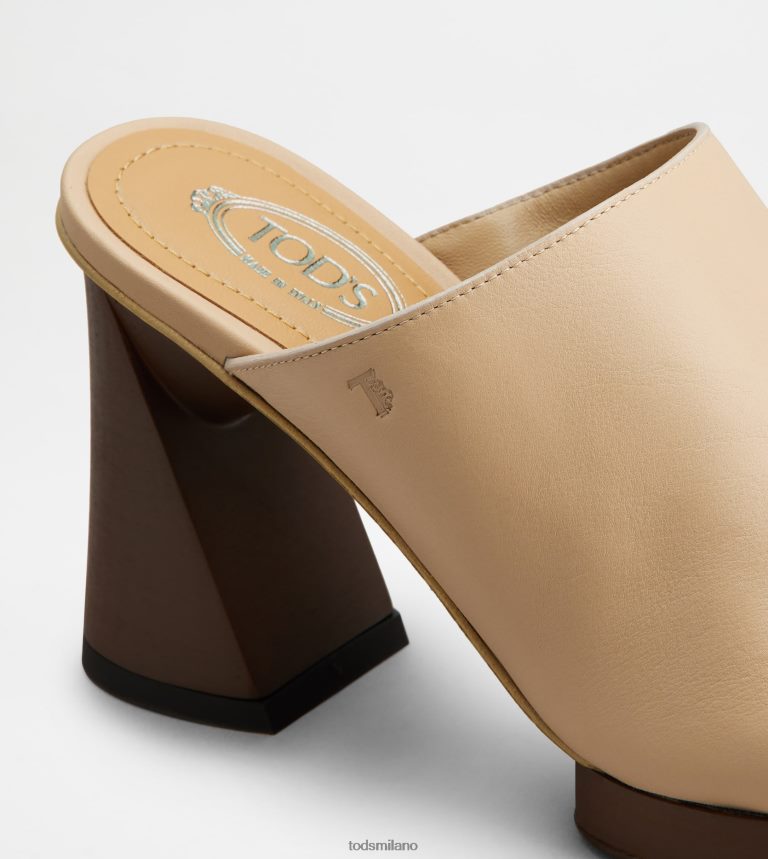 donnebeige Tod's sabot con plateau in pelle con tacco P66X8B220