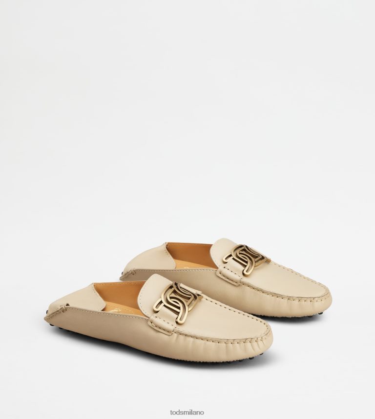 donnebeige Tod's sabot gommino in pelle P66X8B228