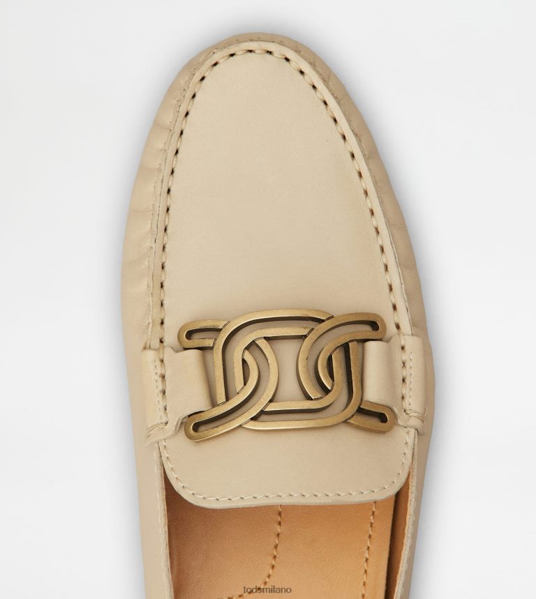 donnebeige Tod's sabot gommino in pelle P66X8B228