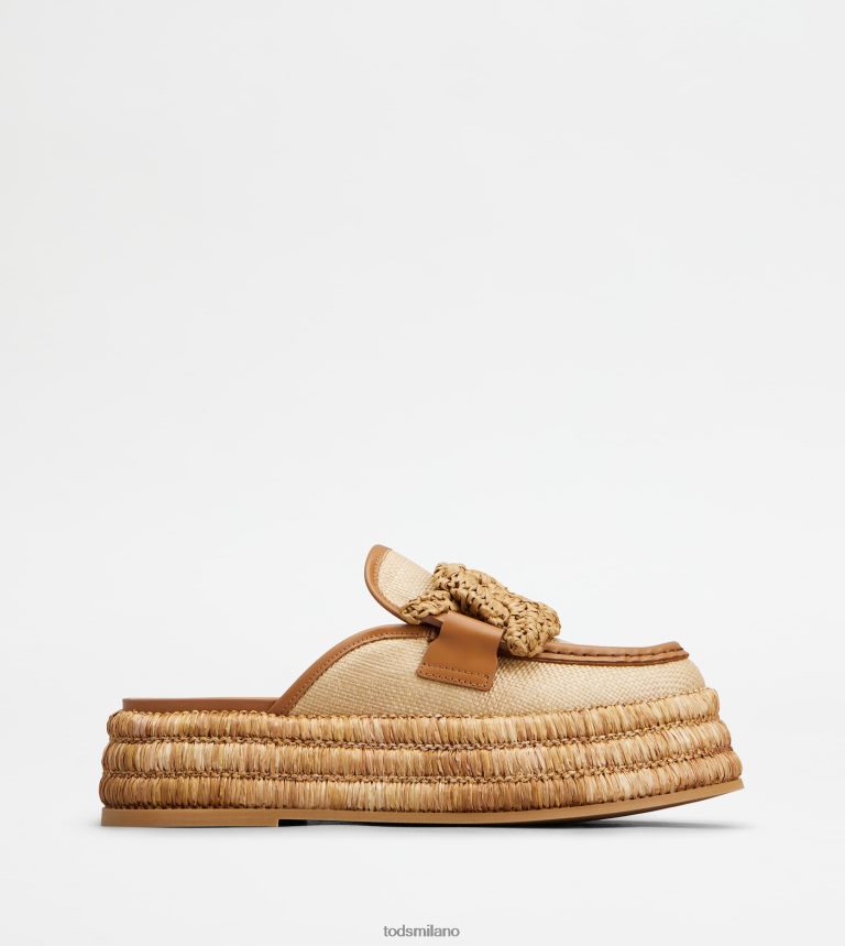 donnemarrone Tod's sabot con plateau Kate in tessuto e pelle P66X8B234