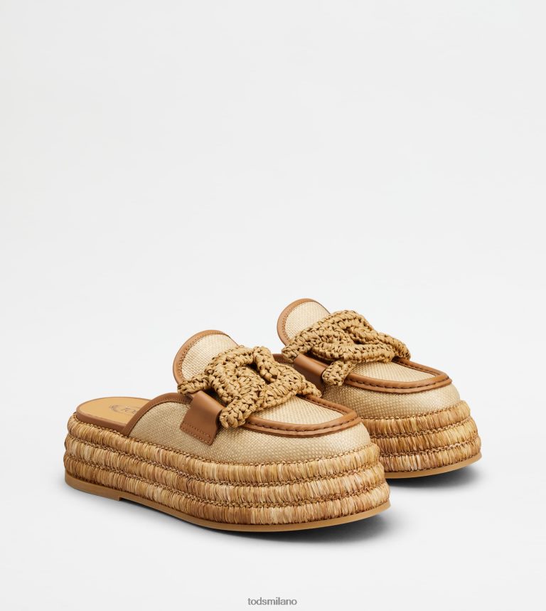 donnemarrone Tod's sabot con plateau Kate in tessuto e pelle P66X8B234