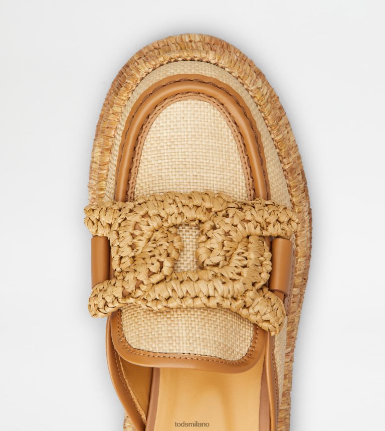 donnemarrone Tod's sabot con plateau Kate in tessuto e pelle P66X8B234