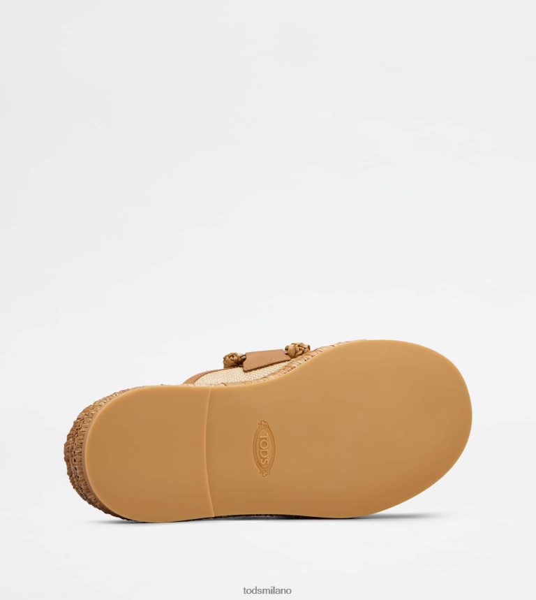 donnemarrone Tod's sabot con plateau Kate in tessuto e pelle P66X8B234