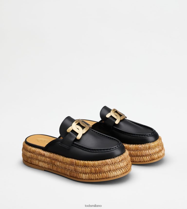 donnenero Tod's Sabot con plateau Kate in pelle P66X8B227