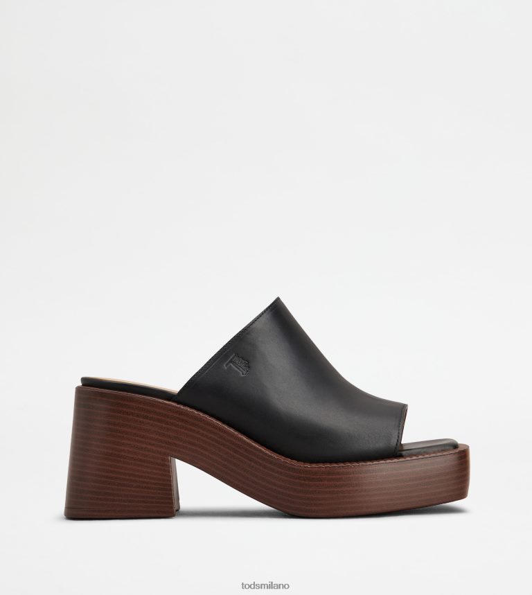 donnenero Tod's sabot con plateau in pelle con tacco P66X8B222