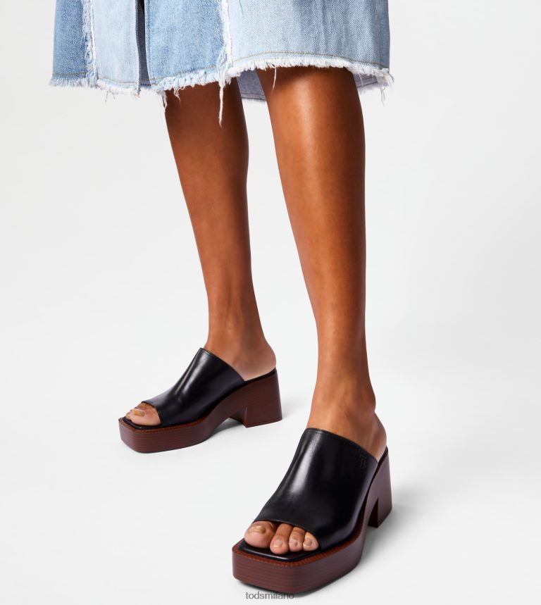 donnenero Tod's sabot con plateau in pelle con tacco P66X8B222