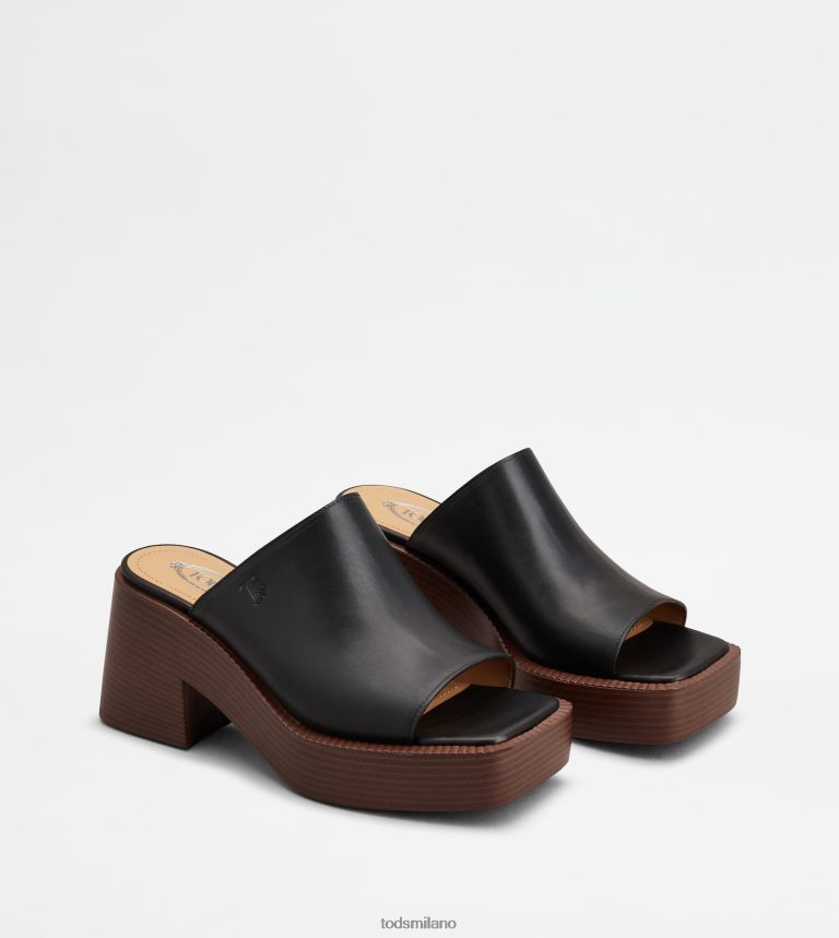 donnenero Tod's sabot con plateau in pelle con tacco P66X8B222