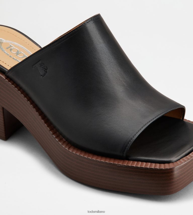 donnenero Tod's sabot con plateau in pelle con tacco P66X8B222